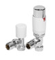 Avari Round Thermostatic White Radiator Valves Angled Avari Round Thermostatic White Radiator Valves Angled